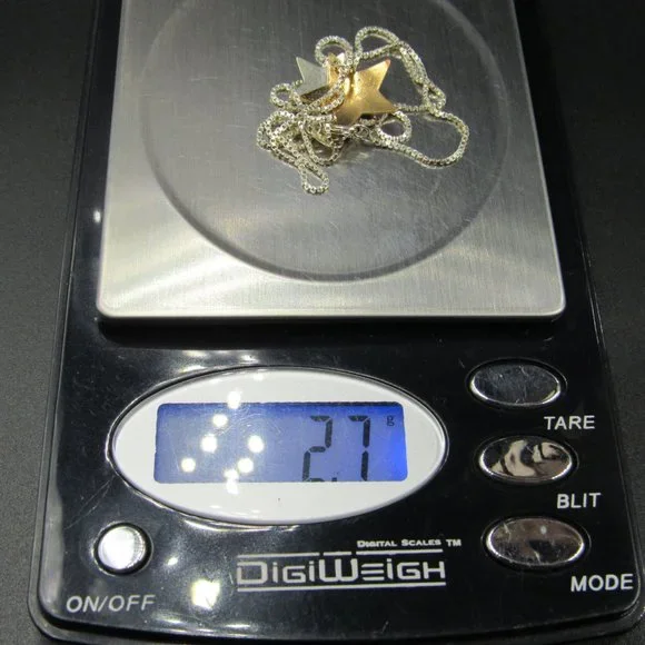 18" Sterling Silver Double Star Pendant Necklace Vintage - Picture 6 of 6